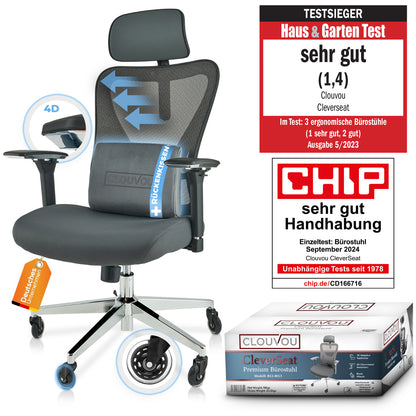 CLOUVOU CleverSeat - Ergonomischer Bürostuhl "Zeitloses Design trifft auf unschlagbare Qualität" - Clouvou 