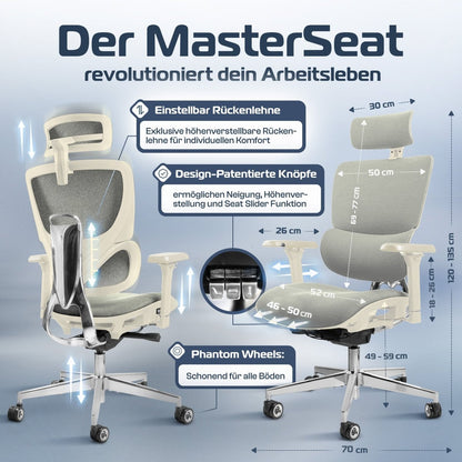 CLOUVOU MasterSeat – Ergonomischer Bürostuhl "Sitzen wie ein König – Komfort neu definiert" - Clouvou