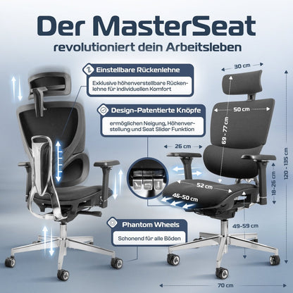 CLOUVOU MasterSeat – Ergonomischer Bürostuhl "Sitzen wie ein König – Komfort neu definiert" - Clouvou