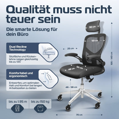 CLOUVOU SmartSeat – Ergonomischer Bürostuhl "Dein verlässlicher Begleiter im Arbeitsalltag" - Clouvou 