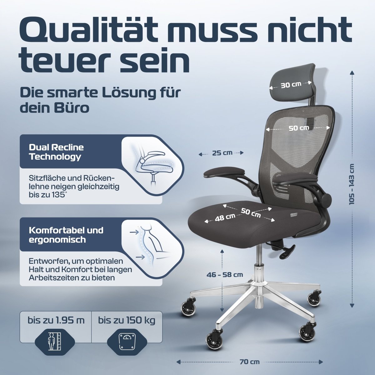 CLOUVOU SmartSeat – Ergonomischer Bürostuhl "Dein verlässlicher Begleiter im Arbeitsalltag" - Clouvou 